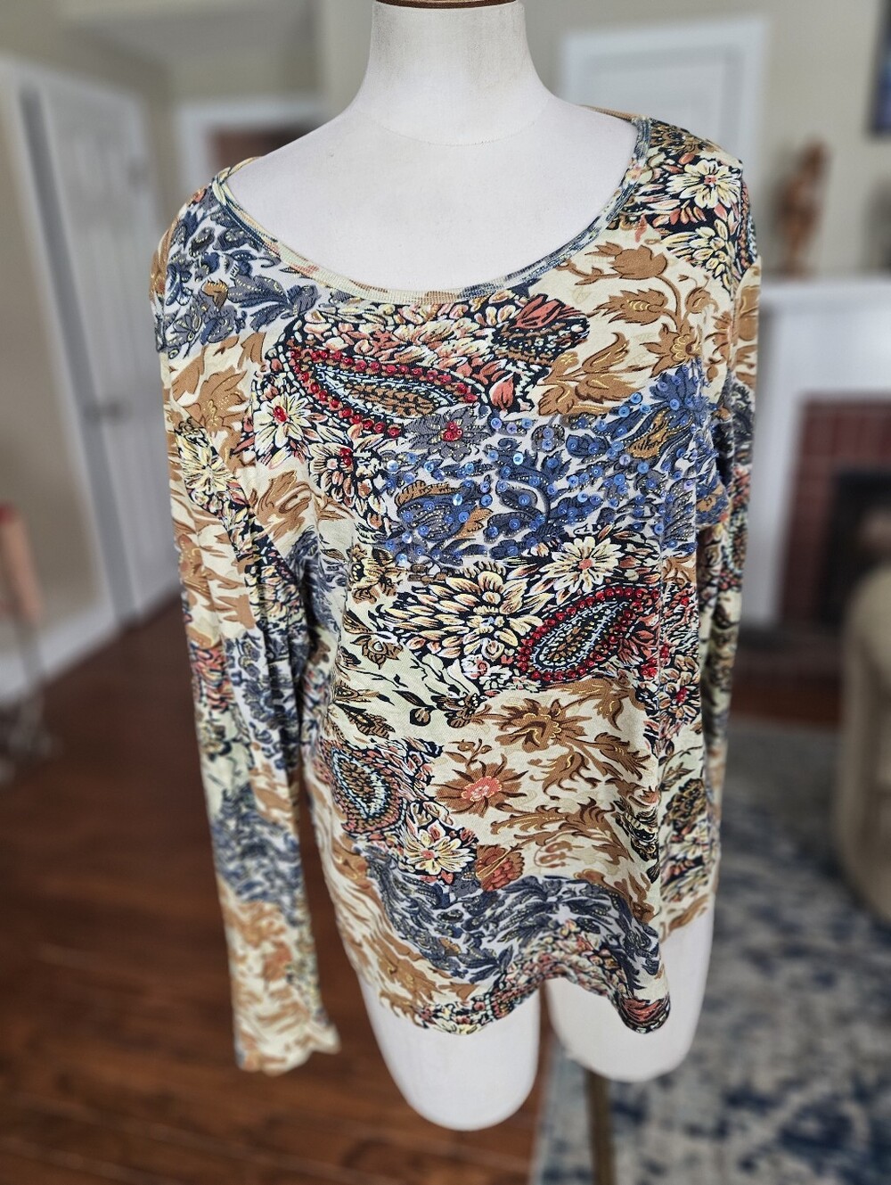 White Stag Boho Sequins Top XL